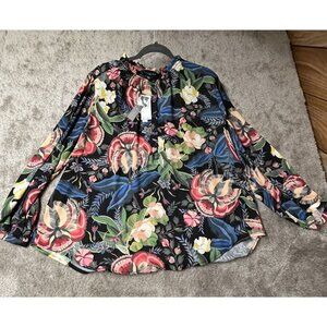 Premise Womans Pullover Blouse/Shirt/Top/Tunic Size 1X Multicolor Floral NWT $68